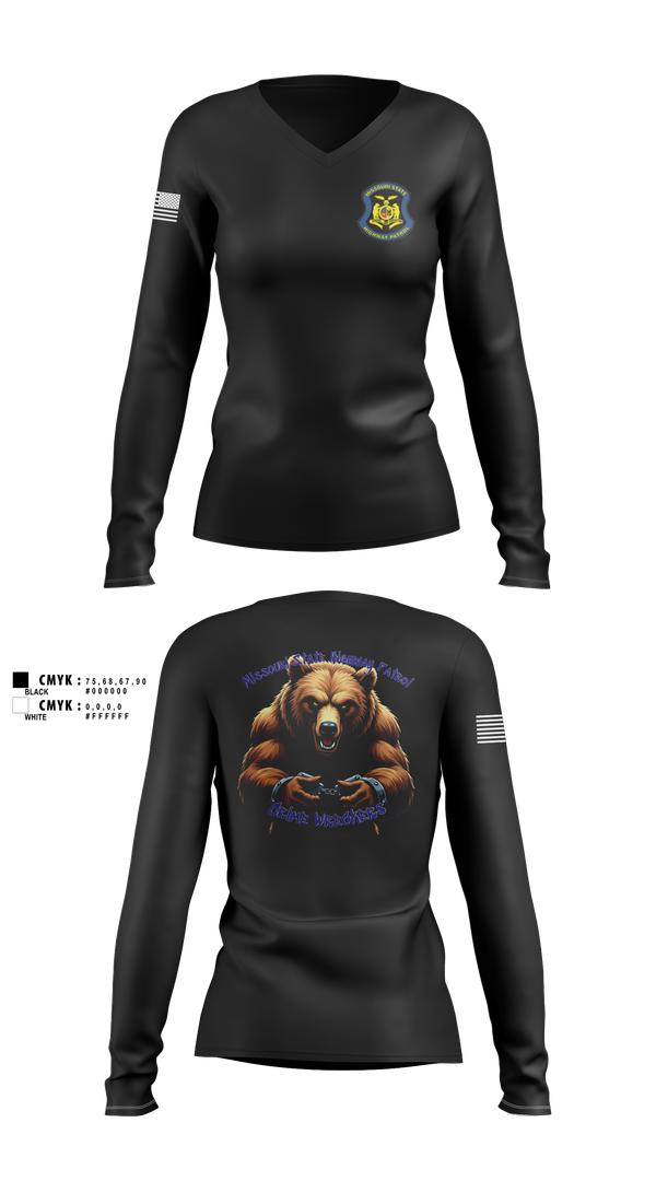 Womens Long Sleeve Vneck Shirt, Troop A Crime Wreckers, , Teamtime, Team time, sublimation, custom sports apparel, team uniforms, spirit wear, spiritwear, sports uniforms, custom shirts, team store, custom team store, fundraiser sports, apparel fundraiser