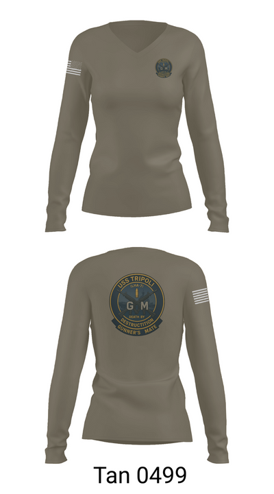 USS TRIPOLI 21275636 Women's Long Sleeve V-neck Shirt - 73