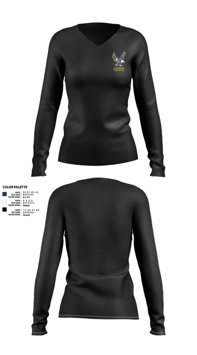 Barrington High School Gymnastics 6144044 Women's Long Sleeve V-neck Shirt - 23