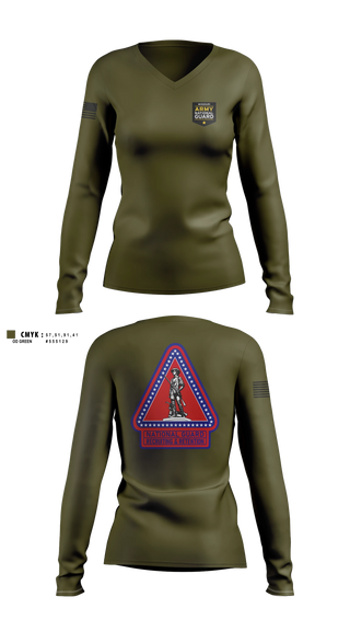 Womens Long Sleeve Vneck Shirt, Missouri Army National Guard Recruiting and Retention Battalion, National Guard, Teamtime, Team time, sublimation, custom sports apparel, team uniforms, spirit wear, spiritwear, sports uniforms, custom shirts, team store, custom team store, fundraiser sports, apparel fundraiser