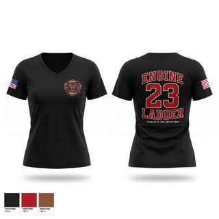 Womens Short Sleeve Vneck Shirt, Station 23, Fire Department, Teamtime, Team time, sublimation, custom sports apparel, team uniforms, spirit wear, spiritwear, sports uniforms, custom shirts, team store, custom team store, fundraiser sports, apparel fundraiser