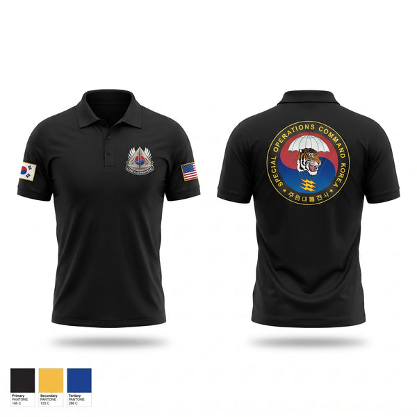 Short Sleeve Performance Polo, Special Operations Command Korea (SOCKOR), Army, Teamtime, Team time, sublimation, custom sports apparel, team uniforms, spirit wear, spiritwear, sports uniforms, custom shirts, team store, custom team store, fundraiser sports, apparel fundraiser