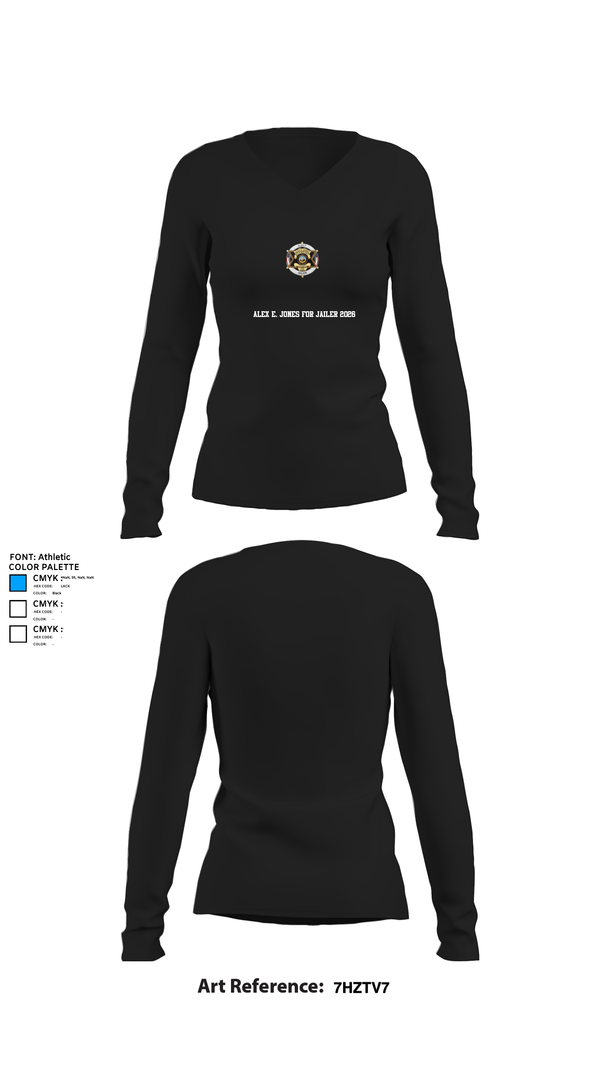 Womens Long Sleeve Vneck Shirt, Alex E. Jones for Jailer 2026, , Teamtime, Team time, sublimation, custom sports apparel, team uniforms, spirit wear, spiritwear, sports uniforms, custom shirts, team store, custom team store, fundraiser sports, apparel fundraiser