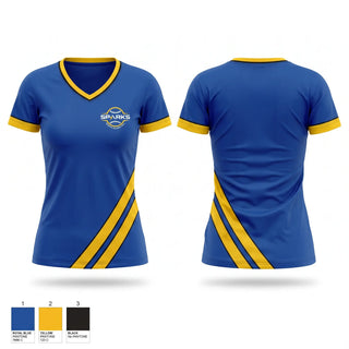 Womens Short Sleeve Vneck Shirt, Santa Clara PAL Sparks, Softball, Teamtime, Team time, sublimation, custom sports apparel, team uniforms, spirit wear, spiritwear, sports uniforms, custom shirts, team store, custom team store, fundraiser sports, apparel fundraiser