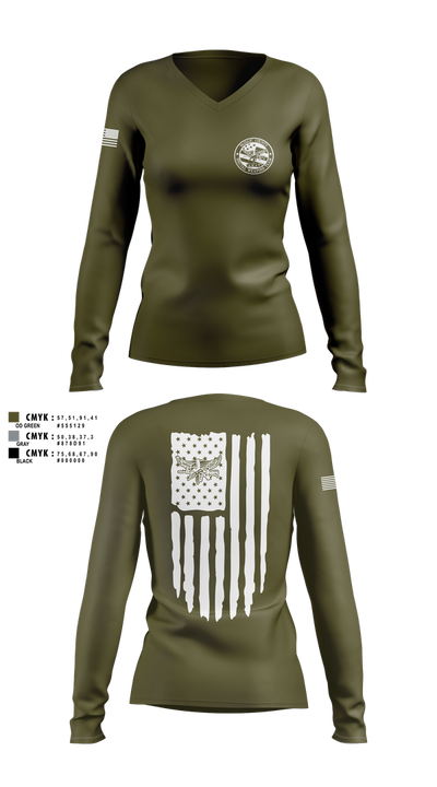 PCSO Black Knights 43803915 Women's Long Sleeve V-neck Shirt - 1