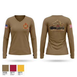Womens Long Sleeve Vneck Shirt, RTSM-HI, Army, Teamtime, Team time, sublimation, custom sports apparel, team uniforms, spirit wear, spiritwear, sports uniforms, custom shirts, team store, custom team store, fundraiser sports, apparel fundraiser