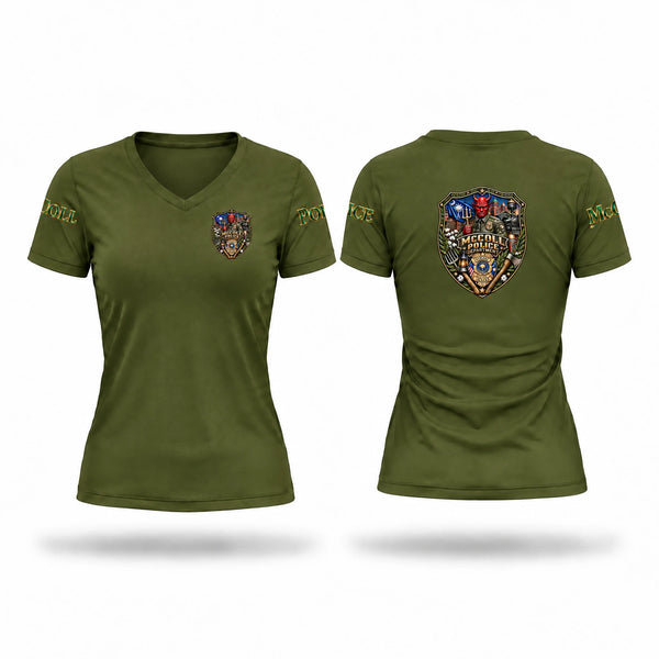Womens Short Sleeve Vneck Shirt, McColl Police Department, Police, Teamtime, Team time, sublimation, custom sports apparel, team uniforms, spirit wear, spiritwear, sports uniforms, custom shirts, team store, custom team store, fundraiser sports, apparel fundraiser