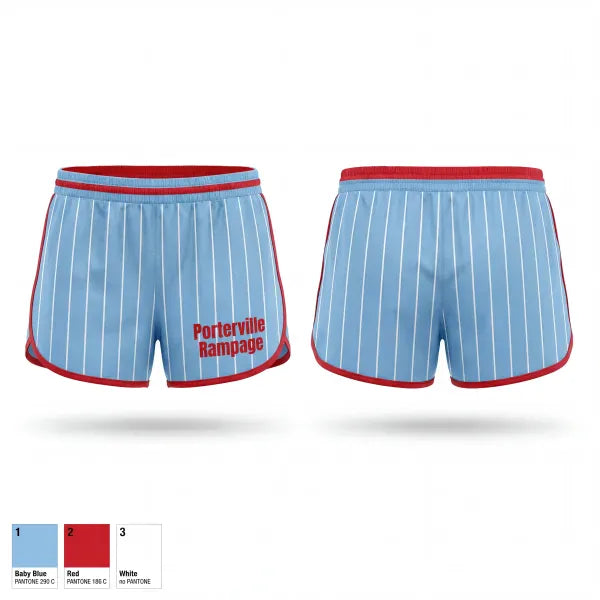 Womens Shorts, Porterville Rampage, Softball, Teamtime, Team time, sublimation, custom sports apparel, team uniforms, spirit wear, spiritwear, sports uniforms, custom shirts, team store, custom team store, fundraiser sports, apparel fundraiser