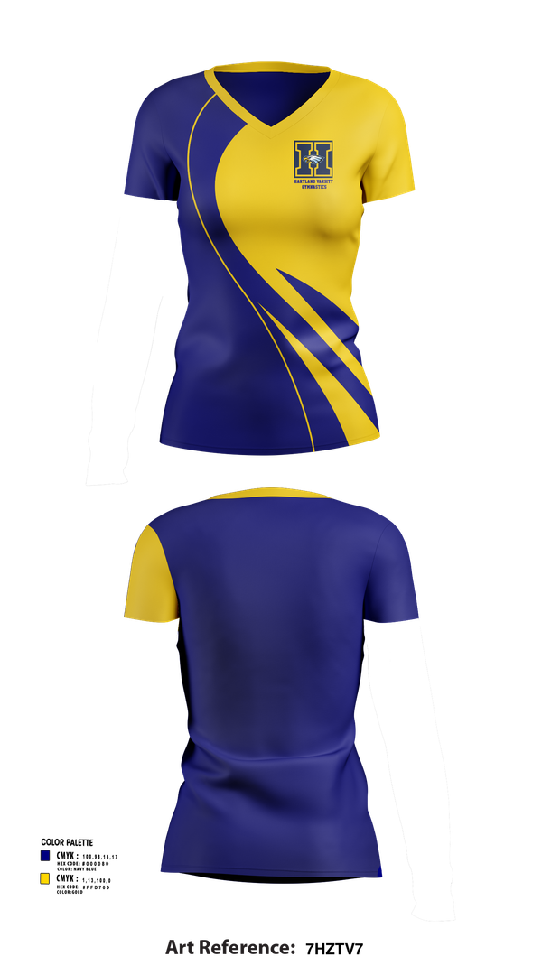 Womens Short Sleeve Vneck Shirt, Hartland Varsity Gymnastics, Spirit Store, Teamtime, Team time, sublimation, custom sports apparel, team uniforms, spirit wear, spiritwear, sports uniforms, custom shirts, team store, custom team store, fundraiser sports, apparel fundraiser