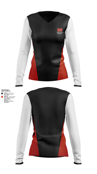 Womens Long Sleeve Vneck Shirt, Marlboro Dukes, Bowling, Teamtime, Team time, sublimation, custom sports apparel, team uniforms, spirit wear, spiritwear, sports uniforms, custom shirts, team store, custom team store, fundraiser sports, apparel fundraiser