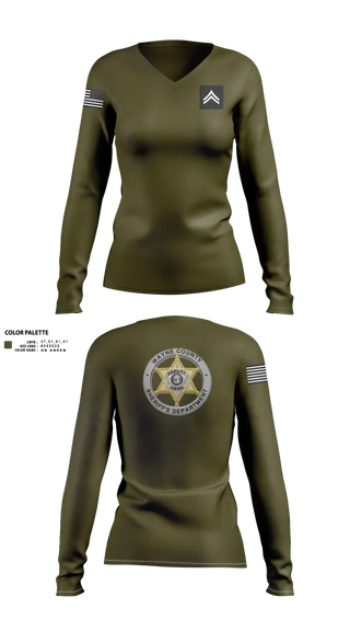 Womens Long Sleeve Vneck Shirt, Wayne County Sheriff’s Department, Police, Teamtime, Team time, sublimation, custom sports apparel, team uniforms, spirit wear, spiritwear, sports uniforms, custom shirts, team store, custom team store, fundraiser sports, apparel fundraiser