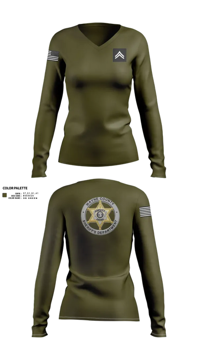 Wayne County Sheriff’s Department 8145507 Women's Long Sleeve V-neck Shirt - 2