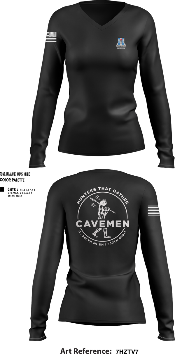 Womens Long Sleeve Vneck Shirt, C / 205th MI BN / 500th MIB-T, , Teamtime, Team time, sublimation, custom sports apparel, team uniforms, spirit wear, spiritwear, sports uniforms, custom shirts, team store, custom team store, fundraiser sports, apparel fundraiser