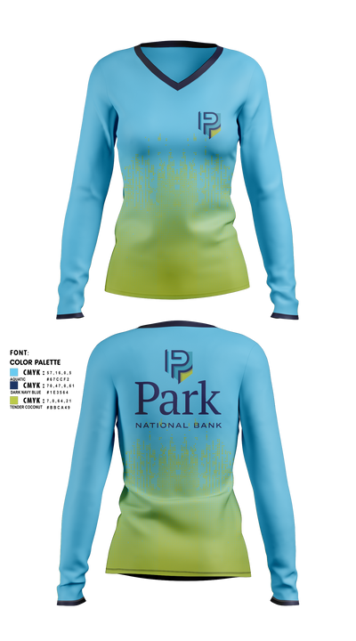 Park National Bank Pelotonia Women's Long Sleeve V-neck Shirt - 1