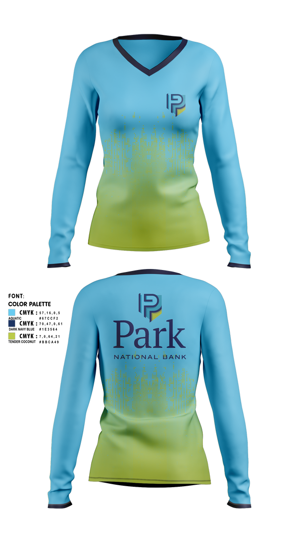 Womens Long Sleeve Vneck Shirt, Park National Bank Pelotonia, Cycling, Teamtime, Team time, sublimation, custom sports apparel, team uniforms, spirit wear, spiritwear, sports uniforms, custom shirts, team store, custom team store, fundraiser sports, apparel fundraiser