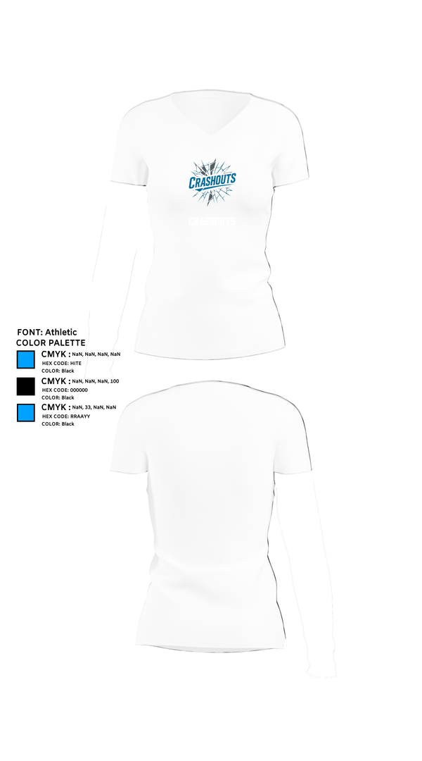 Womens Short Sleeve Vneck Shirt, CRASHOUTS, Baseball, Teamtime, Team time, sublimation, custom sports apparel, team uniforms, spirit wear, spiritwear, sports uniforms, custom shirts, team store, custom team store, fundraiser sports, apparel fundraiser