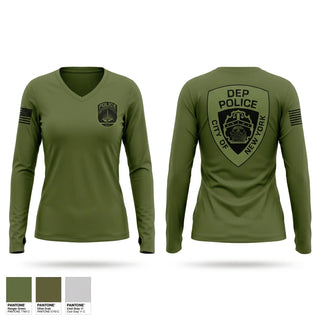 Womens Long Sleeve Vneck Shirt, NYC DEP Police ESU, Police, Teamtime, Team time, sublimation, custom sports apparel, team uniforms, spirit wear, spiritwear, sports uniforms, custom shirts, team store, custom team store, fundraiser sports, apparel fundraiser