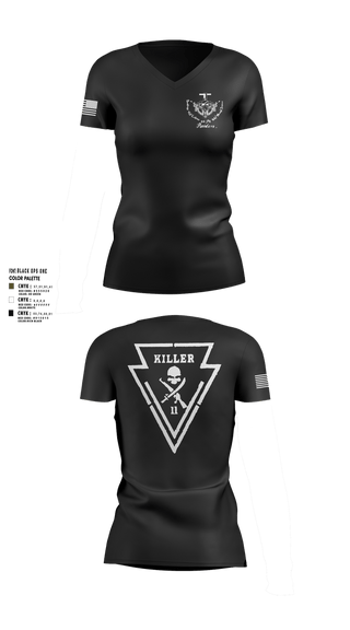 Womens Short Sleeve Vneck Shirt, Killer Troop 1st PLT, , Teamtime, Team time, sublimation, custom sports apparel, team uniforms, spirit wear, spiritwear, sports uniforms, custom shirts, team store, custom team store, fundraiser sports, apparel fundraiser