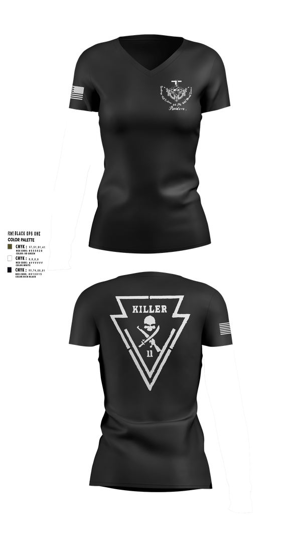 Womens Short Sleeve Vneck Shirt, Killer Troop 1st PLT, , Teamtime, Team time, sublimation, custom sports apparel, team uniforms, spirit wear, spiritwear, sports uniforms, custom shirts, team store, custom team store, fundraiser sports, apparel fundraiser