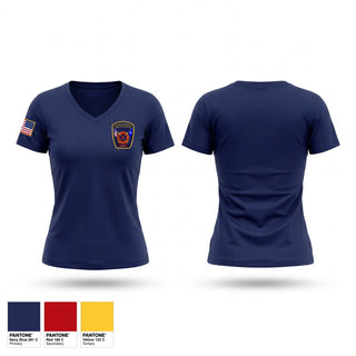 Womens Short Sleeve Vneck Shirt, Clintwood Fire Department, Fire Department, Teamtime, Team time, sublimation, custom sports apparel, team uniforms, spirit wear, spiritwear, sports uniforms, custom shirts, team store, custom team store, fundraiser sports, apparel fundraiser