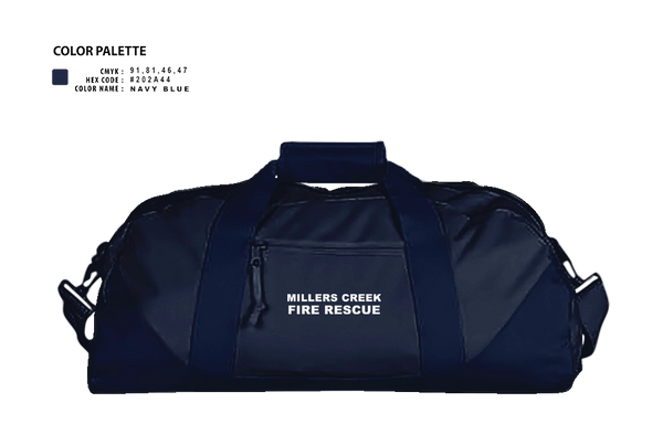 Duffle Bag, Millers Creek Fire Rescue, Fire Department, Teamtime, Team time, sublimation, custom sports apparel, team uniforms, spirit wear, spiritwear, sports uniforms, custom shirts, team store, custom team store, fundraiser sports, apparel fundraiser