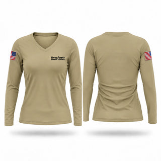 Womens Long Sleeve Vneck Shirt, Macon County Sheriff’s Office, Police, Teamtime, Team time, sublimation, custom sports apparel, team uniforms, spirit wear, spiritwear, sports uniforms, custom shirts, team store, custom team store, fundraiser sports, apparel fundraiser