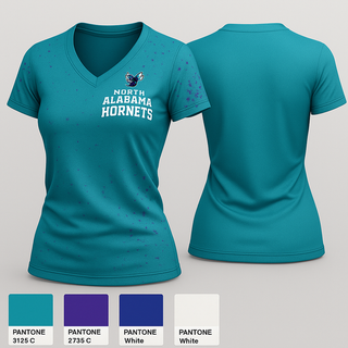 Womens Short Sleeve Vneck Shirt, North Alabama Hornets, , Teamtime, Team time, sublimation, custom sports apparel, team uniforms, spirit wear, spiritwear, sports uniforms, custom shirts, team store, custom team store, fundraiser sports, apparel fundraiser