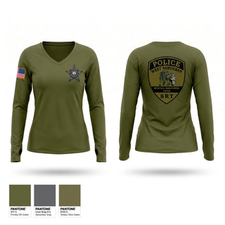 Womens Long Sleeve Vneck Shirt, West Suburban SRT, Police, Teamtime, Team time, sublimation, custom sports apparel, team uniforms, spirit wear, spiritwear, sports uniforms, custom shirts, team store, custom team store, fundraiser sports, apparel fundraiser