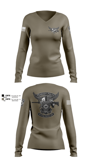 Womens Long Sleeve Vneck Shirt, Tactical Patrol Unit, Police, Teamtime, Team time, sublimation, custom sports apparel, team uniforms, spirit wear, spiritwear, sports uniforms, custom shirts, team store, custom team store, fundraiser sports, apparel fundraiser