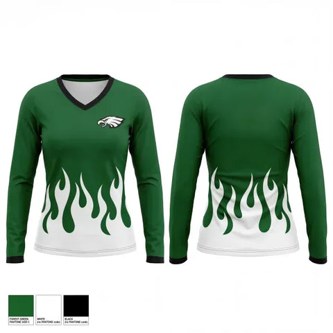 Womens Long Sleeve Vneck Shirt, East Henderson High School, Track & Field, Teamtime, Team time, sublimation, custom sports apparel, team uniforms, spirit wear, spiritwear, sports uniforms, custom shirts, team store, custom team store, fundraiser sports, apparel fundraiser