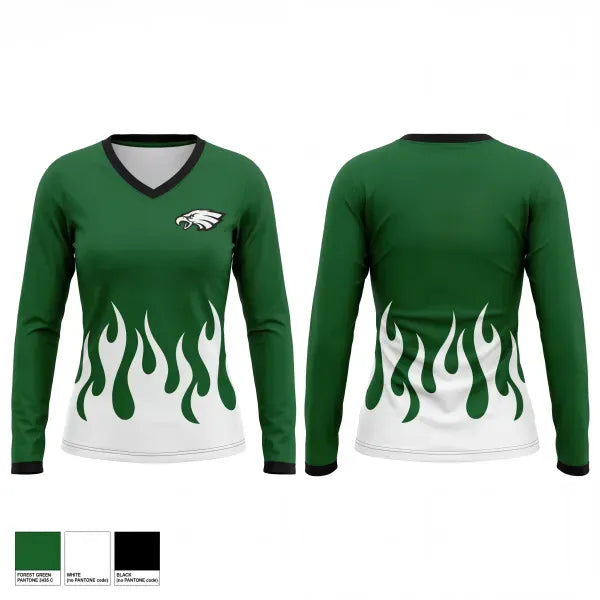 Womens Long Sleeve Vneck Shirt, East Henderson High School, Track & Field, Teamtime, Team time, sublimation, custom sports apparel, team uniforms, spirit wear, spiritwear, sports uniforms, custom shirts, team store, custom team store, fundraiser sports, apparel fundraiser