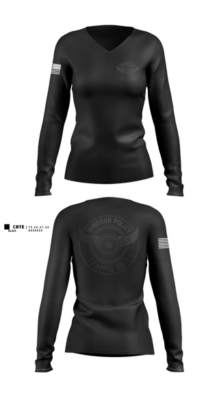 Womens Long Sleeve Vneck Shirt, Windsor PD Traffic Unit, Police, Teamtime, Team time, sublimation, custom sports apparel, team uniforms, spirit wear, spiritwear, sports uniforms, custom shirts, team store, custom team store, fundraiser sports, apparel fundraiser