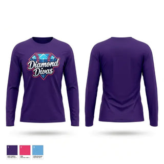 Long Sleeve Performance Shirt, Diamond Divas, Softball, Teamtime, Team time, sublimation, custom sports apparel, team uniforms, spirit wear, spiritwear, sports uniforms, custom shirts, team store, custom team store, fundraiser sports, apparel fundraiser