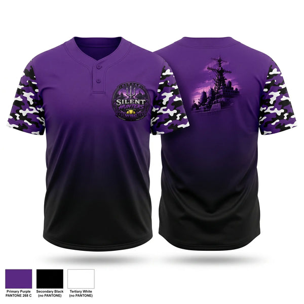 Two Button Softball Jersey, WBC Silent Hunters, Softball, Teamtime, Team time, sublimation, custom sports apparel, team uniforms, spirit wear, spiritwear, sports uniforms, custom shirts, team store, custom team store, fundraiser sports, apparel fundraiser