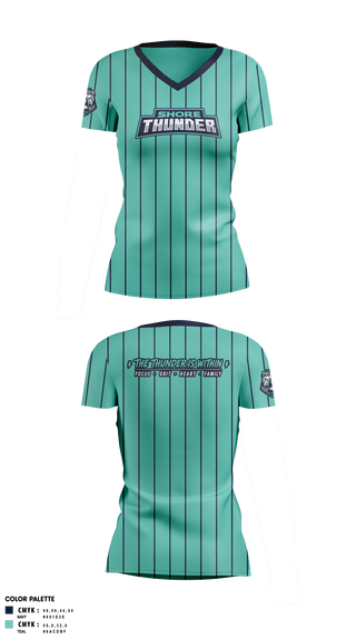 Womens Short Sleeve Vneck Shirt, Shore ThunderWicked Woman Welding, Softball, Teamtime, Team time, sublimation, custom sports apparel, team uniforms, spirit wear, spiritwear, sports uniforms, custom shirts, team store, custom team store, fundraiser sports, apparel fundraiser