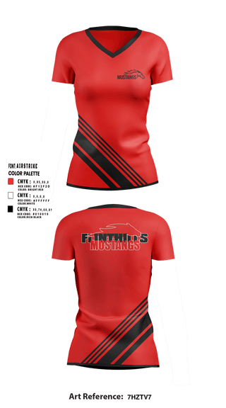 Womens Short Sleeve Vneck Shirt, FLINTHILLS MUSTANGS, , Teamtime, Team time, sublimation, custom sports apparel, team uniforms, spirit wear, spiritwear, sports uniforms, custom shirts, team store, custom team store, fundraiser sports, apparel fundraiser