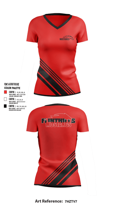 FLINTHILLS MUSTANGS 32615640 Women's Short Sleeve V-neck Shirt - 10