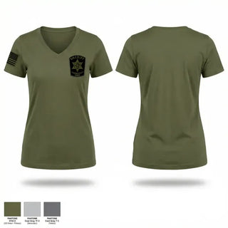Womens Short Sleeve Vneck Shirt, Crawford county sheriffs office, Police, Teamtime, Team time, sublimation, custom sports apparel, team uniforms, spirit wear, spiritwear, sports uniforms, custom shirts, team store, custom team store, fundraiser sports, apparel fundraiser