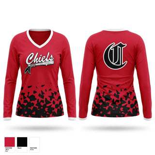 Womens Long Sleeve Vneck Shirt, Chiefs, Baseball, Teamtime, Team time, sublimation, custom sports apparel, team uniforms, spirit wear, spiritwear, sports uniforms, custom shirts, team store, custom team store, fundraiser sports, apparel fundraiser