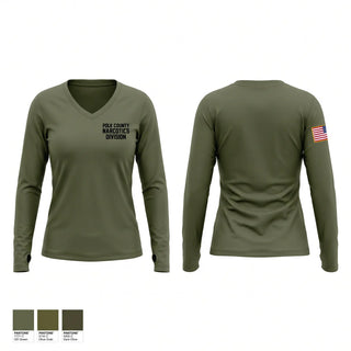 Womens Long Sleeve Vneck Shirt, POLK COUNTY NARCOTICS DIVISION, Police, Teamtime, Team time, sublimation, custom sports apparel, team uniforms, spirit wear, spiritwear, sports uniforms, custom shirts, team store, custom team store, fundraiser sports, apparel fundraiser
