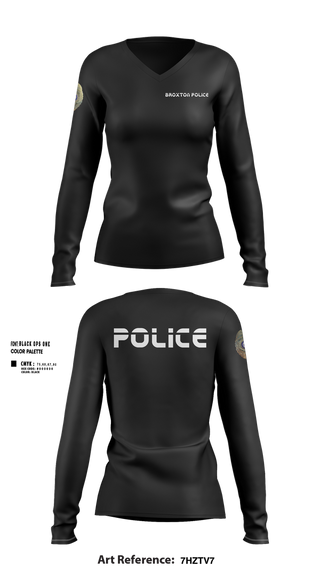 Womens Long Sleeve Vneck Shirt, Broxton police, , Teamtime, Team time, sublimation, custom sports apparel, team uniforms, spirit wear, spiritwear, sports uniforms, custom shirts, team store, custom team store, fundraiser sports, apparel fundraiser