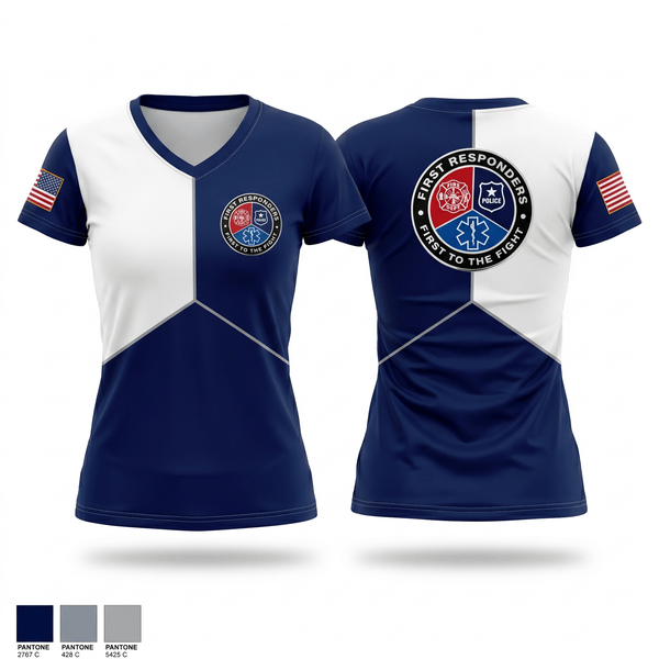 Womens Short Sleeve Vneck Shirt, Chemult Rural Fire Protection District, EMS/EMT, Teamtime, Team time, sublimation, custom sports apparel, team uniforms, spirit wear, spiritwear, sports uniforms, custom shirts, team store, custom team store, fundraiser sports, apparel fundraiser
