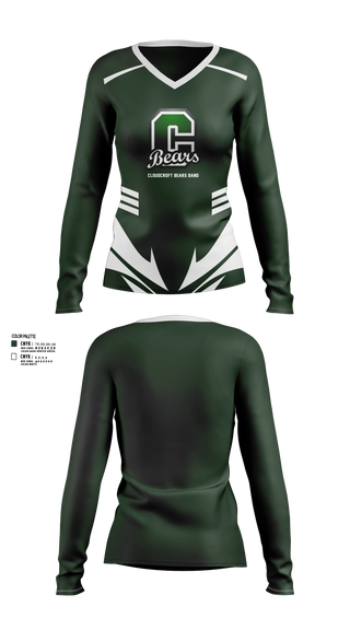 Womens Long Sleeve Vneck Shirt, Cloudcroft Bears Band, Spirit Store, Teamtime, Team time, sublimation, custom sports apparel, team uniforms, spirit wear, spiritwear, sports uniforms, custom shirts, team store, custom team store, fundraiser sports, apparel fundraiser