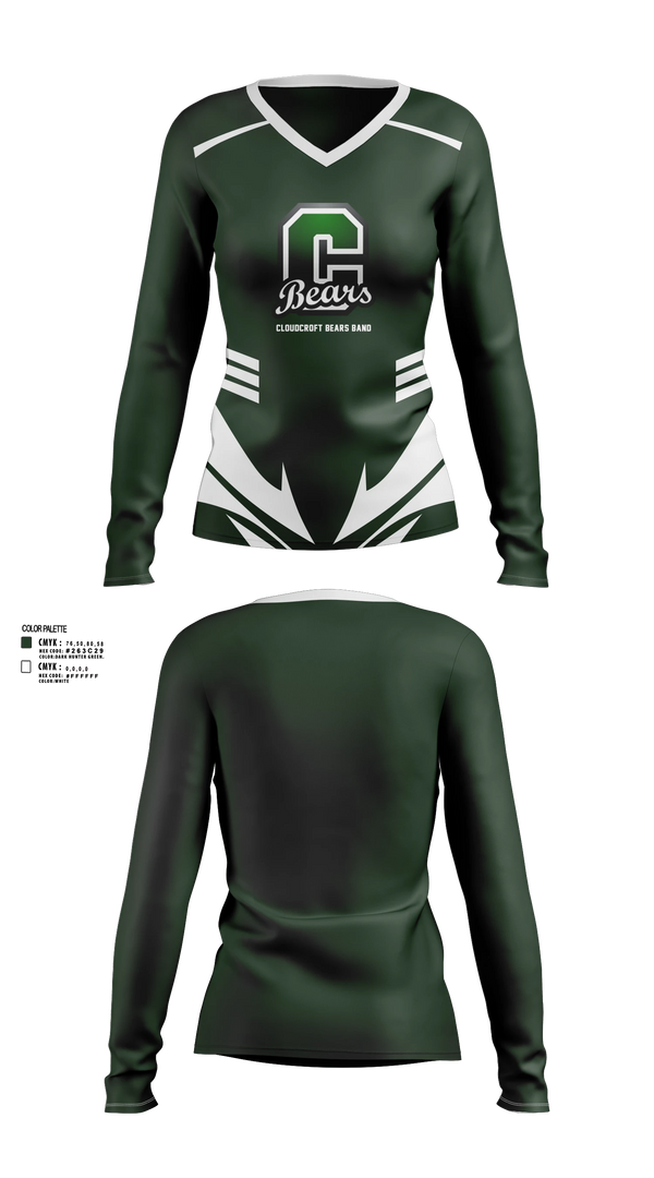 Womens Long Sleeve Vneck Shirt, Cloudcroft Bears Band, Spirit Store, Teamtime, Team time, sublimation, custom sports apparel, team uniforms, spirit wear, spiritwear, sports uniforms, custom shirts, team store, custom team store, fundraiser sports, apparel fundraiser