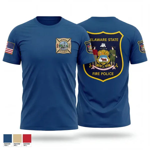 Old School Cotton Feel Shirt, Delaware State Fire Police, Police, Teamtime, Team time, sublimation, custom sports apparel, team uniforms, spirit wear, spiritwear, sports uniforms, custom shirts, team store, custom team store, fundraiser sports, apparel fundraiser