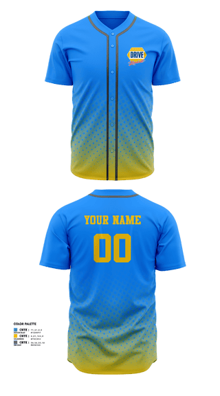 Full Button Baseball Jersey, Dawson DRIVE, Baseball, Teamtime, Team time, sublimation, custom sports apparel, team uniforms, spirit wear, spiritwear, sports uniforms, custom shirts, team store, custom team store, fundraiser sports, apparel fundraiser