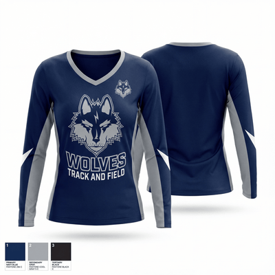 Michigan City High School Track & Field 68321565 Women's Long Sleeve V-neck Shirt - 1