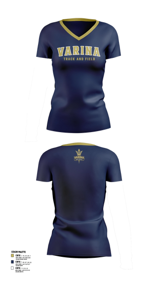 Womens Short Sleeve Vneck Shirt, Varina, Track & Field, Teamtime, Team time, sublimation, custom sports apparel, team uniforms, spirit wear, spiritwear, sports uniforms, custom shirts, team store, custom team store, fundraiser sports, apparel fundraiser