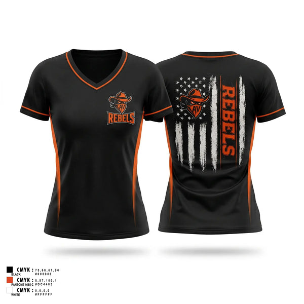 Womens Short Sleeve Vneck Shirt, AV Rebels, , Teamtime, Team time, sublimation, custom sports apparel, team uniforms, spirit wear, spiritwear, sports uniforms, custom shirts, team store, custom team store, fundraiser sports, apparel fundraiser