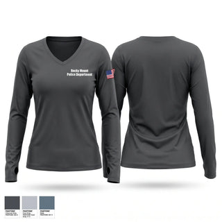 Womens Long Sleeve Vneck Shirt, Rocky Mount Police Department, Police, Teamtime, Team time, sublimation, custom sports apparel, team uniforms, spirit wear, spiritwear, sports uniforms, custom shirts, team store, custom team store, fundraiser sports, apparel fundraiser